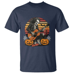 Halloween Rock T Shirt Skeleton Playing Guitar Rock And Roll TS12 Navy Print Your Wear