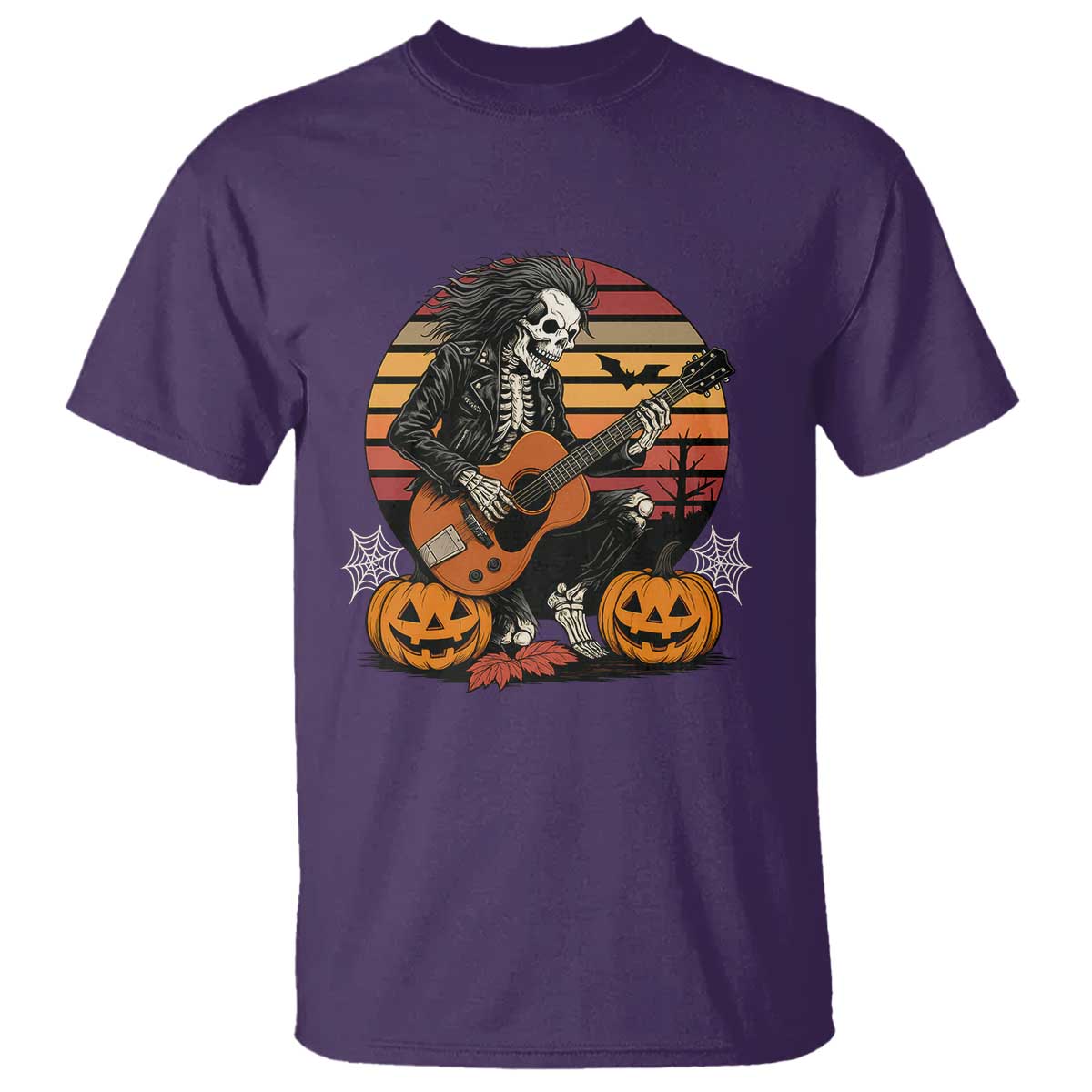 Halloween Rock T Shirt Skeleton Playing Guitar Rock And Roll TS12 Purple Print Your Wear
