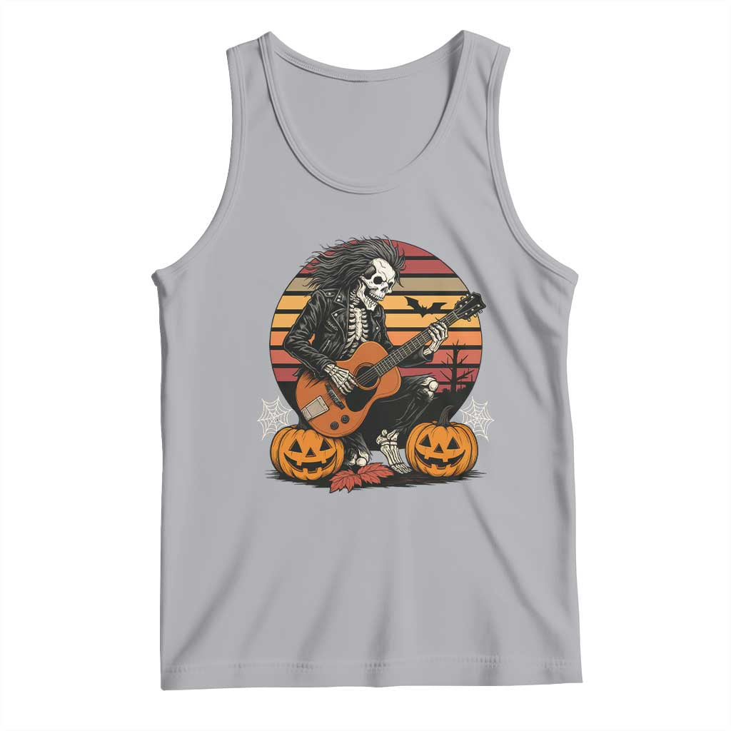 Halloween Rock Tank Top Skeleton Playing Guitar Rock And Roll TS12 Athletic Heather Print Your Wear