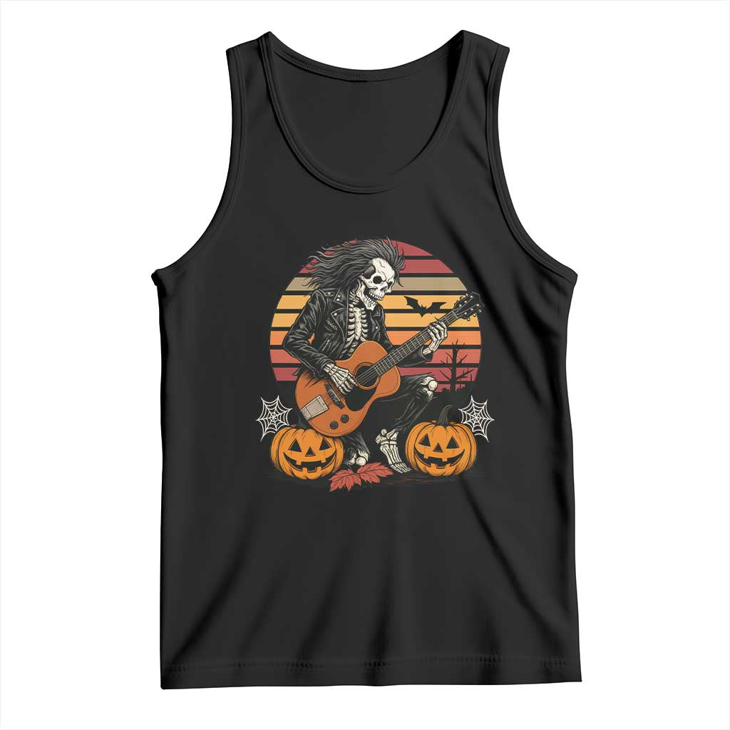 Halloween Rock Tank Top Skeleton Playing Guitar Rock And Roll TS12 Black Print Your Wear