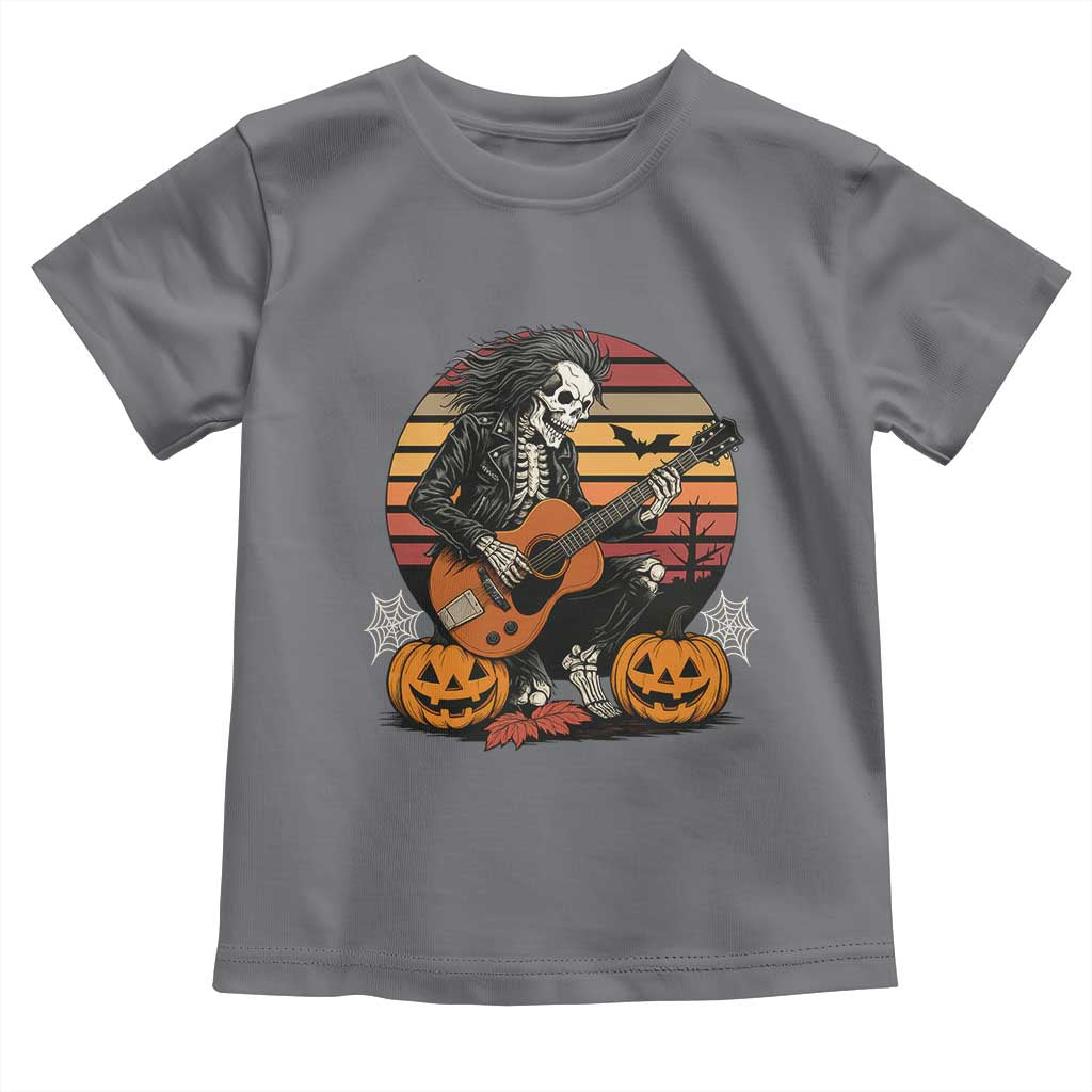 Halloween Rock Toddler T Shirt Skeleton Playing Guitar Rock And Roll TS12 Charcoal Print Your Wear