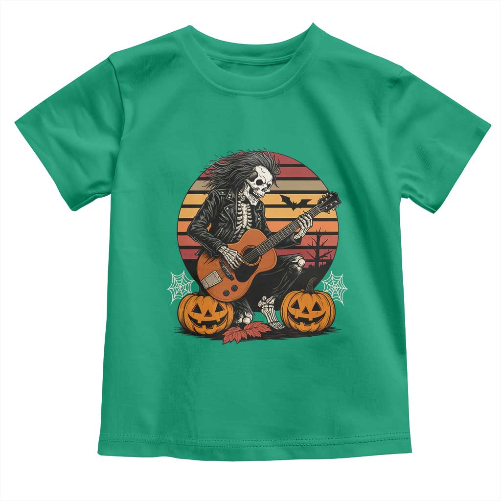 Halloween Rock Toddler T Shirt Skeleton Playing Guitar Rock And Roll TS12 Irish Green Print Your Wear