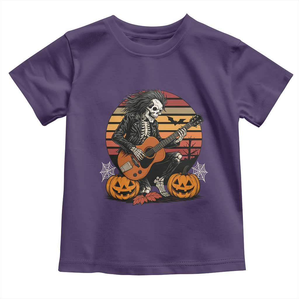Halloween Rock Toddler T Shirt Skeleton Playing Guitar Rock And Roll TS12 Purple Print Your Wear