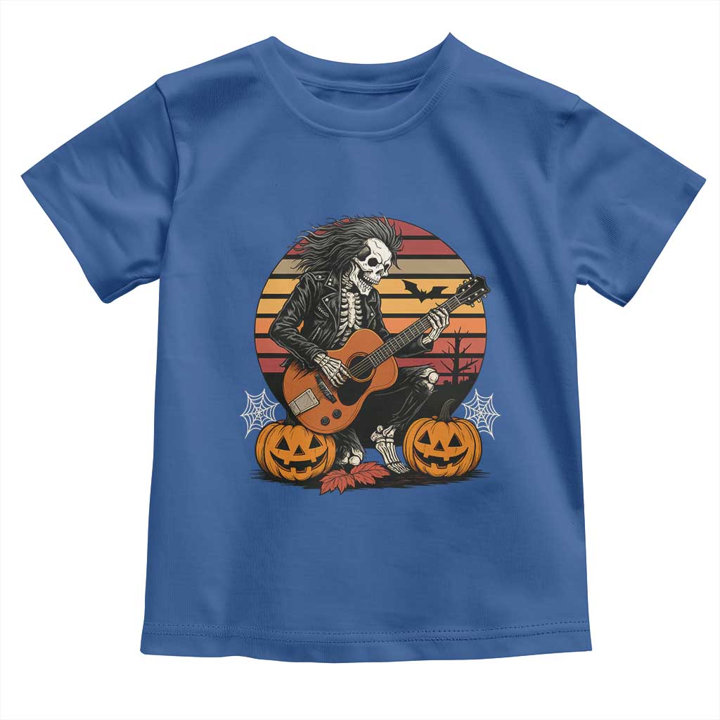 Halloween Rock Toddler T Shirt Skeleton Playing Guitar Rock And Roll TS12 Royal Blue Print Your Wear