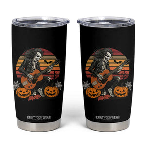 Halloween Rock Tumbler Cup Skeleton Playing Guitar Rock And Roll TS12 Black Print Your Wear