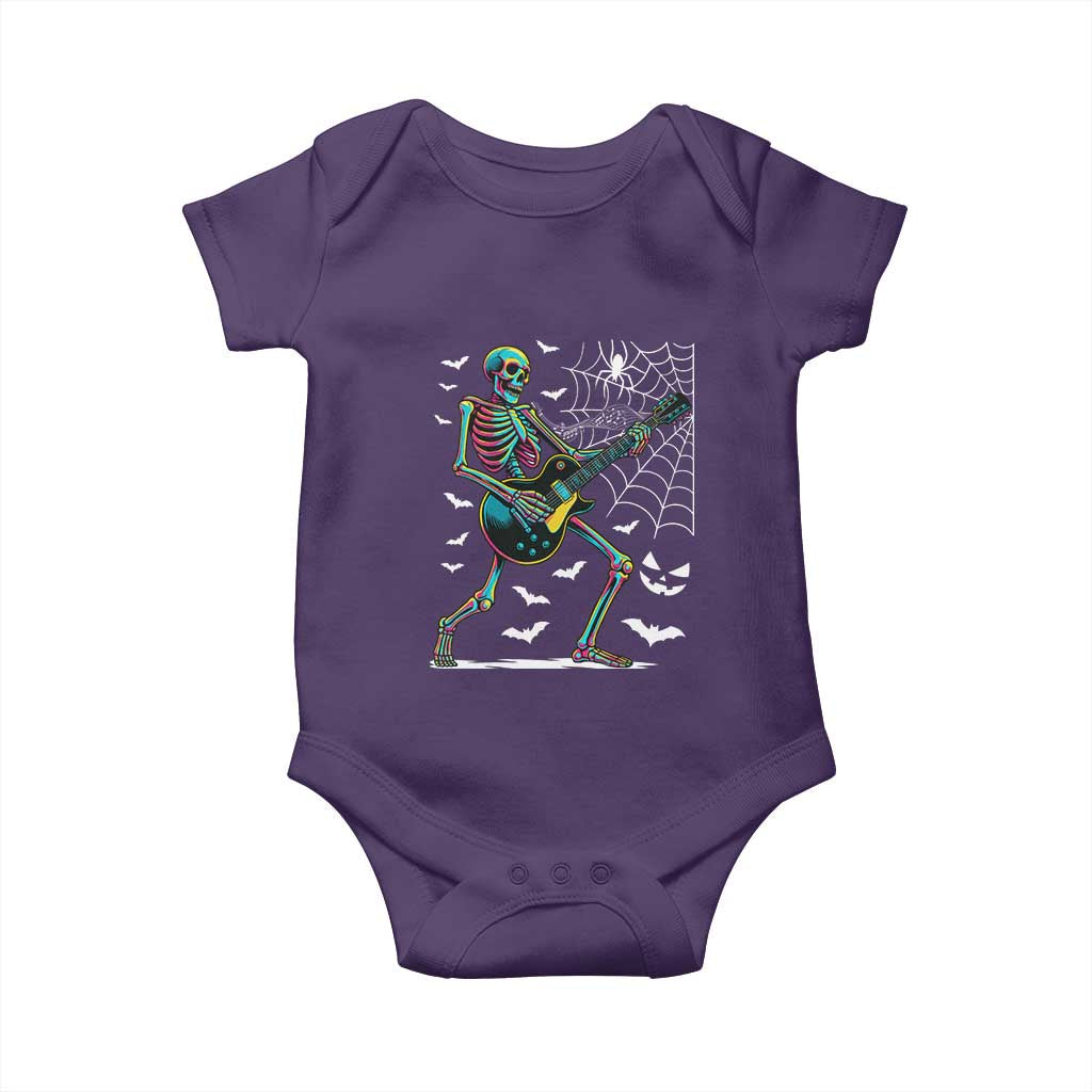 Halloween Rock And Roll Baby Onesie Skeleton Playing Guitar TS12 Purple Print Your Wear