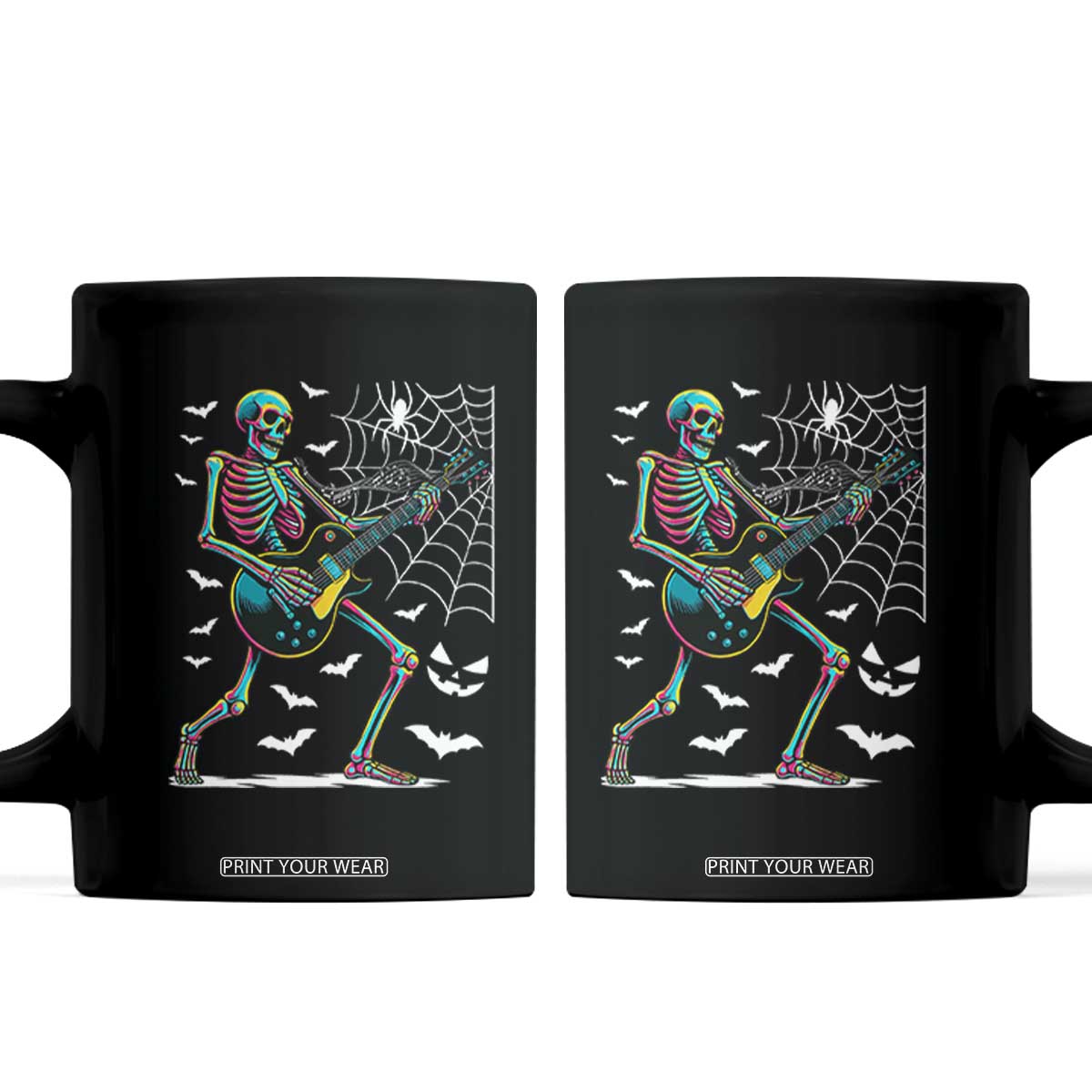 Halloween Rock And Roll Coffee Mug Skeleton Playing Guitar TS12 Black Print Your Wear