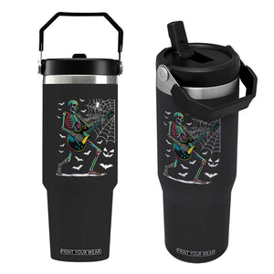 Halloween Rock And Roll Flip Straw Tumbler Skeleton Playing Guitar TS12 One Size: 30 oz Black Print Your Wear