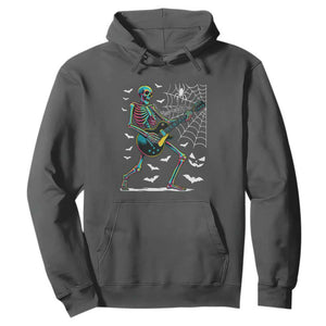 Halloween Rock And Roll Hoodie Skeleton Playing Guitar TS12 Dark Heather Print Your Wear