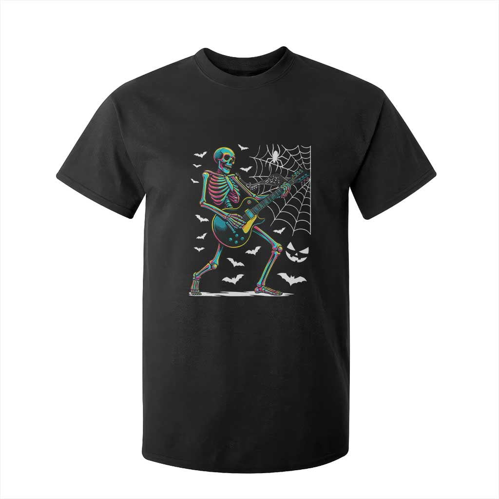 Halloween Rock And Roll T Shirt For Kid Skeleton Playing Guitar TS12 Black Print Your Wear