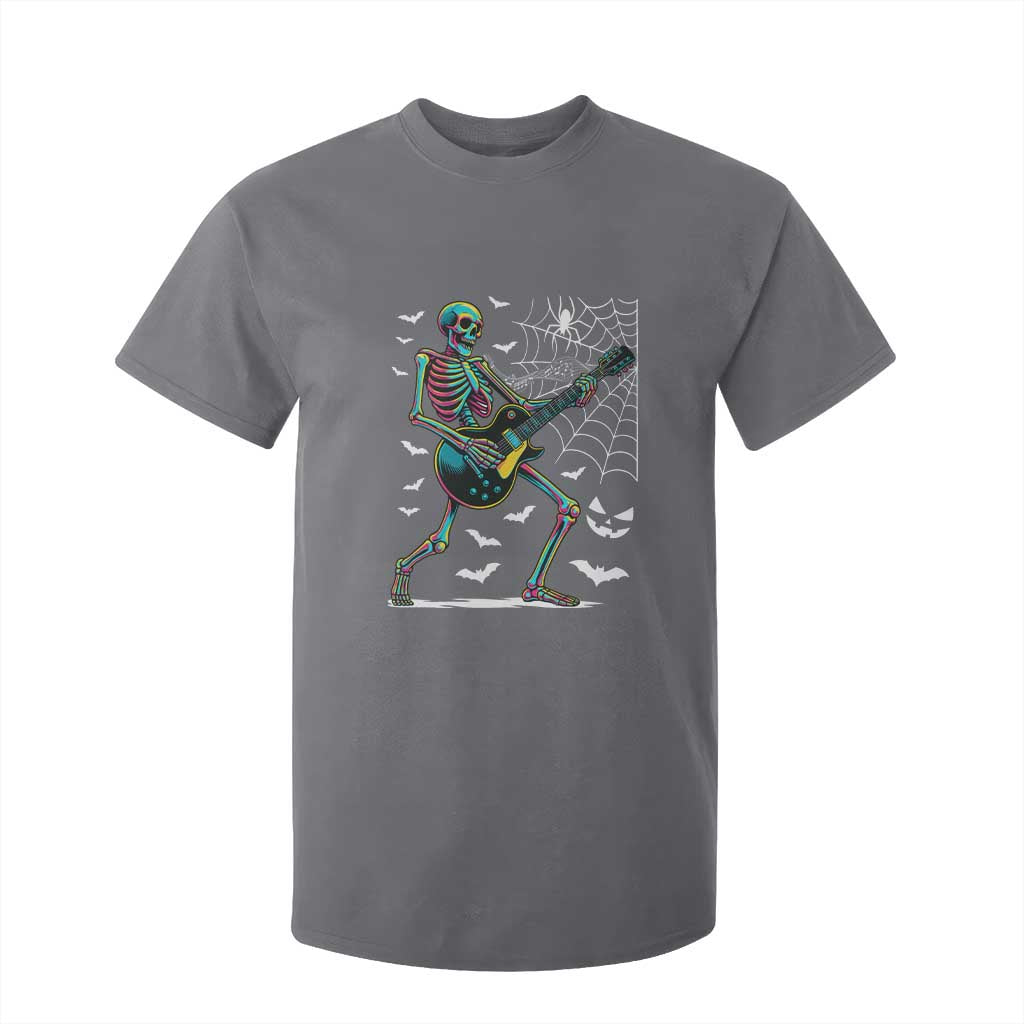 Halloween Rock And Roll T Shirt For Kid Skeleton Playing Guitar TS12 Charcoal Print Your Wear