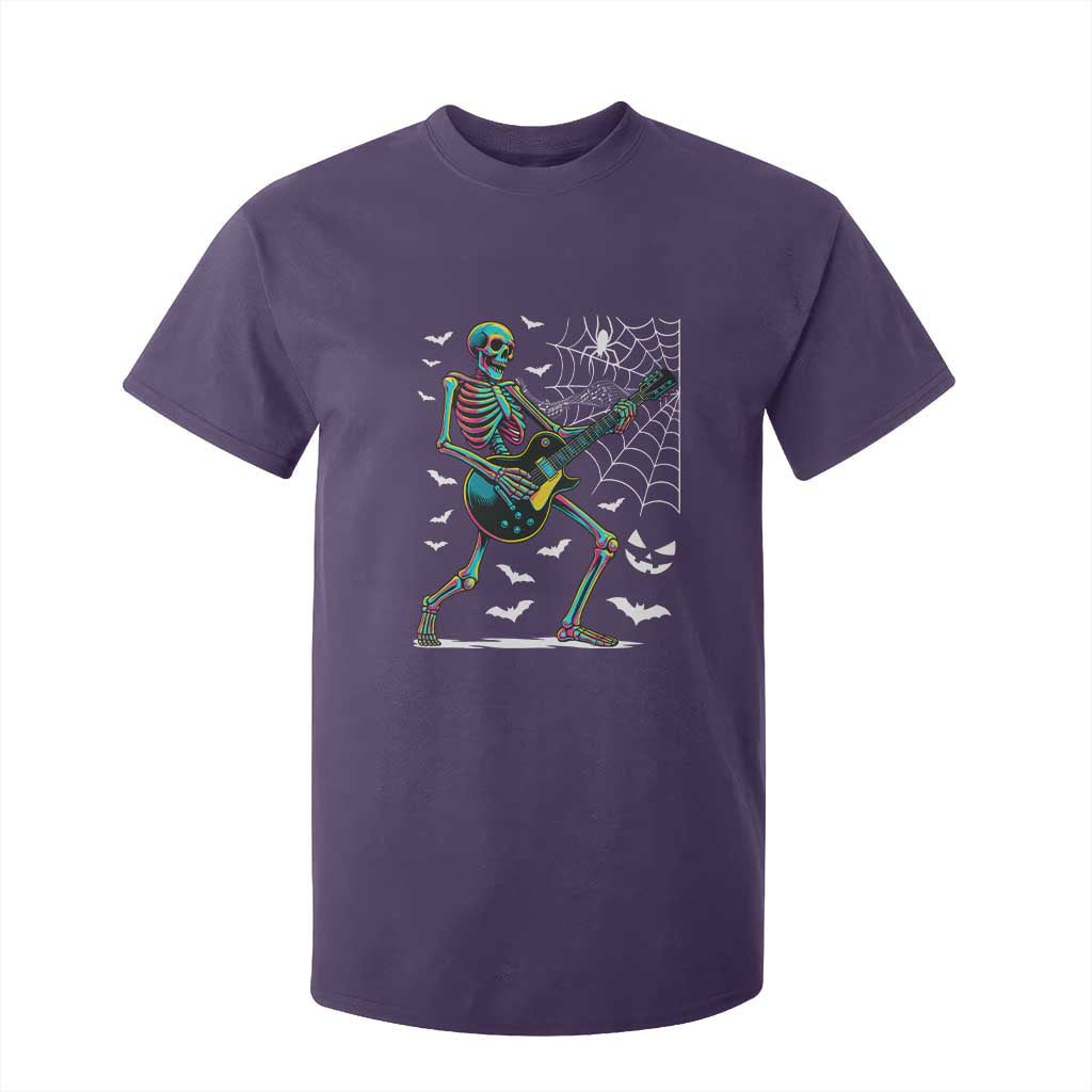 Halloween Rock And Roll T Shirt For Kid Skeleton Playing Guitar TS12 Purple Print Your Wear