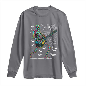 Halloween Rock And Roll Long Sleeve Shirt Skeleton Playing Guitar TS12 Charcoal Print Your Wear