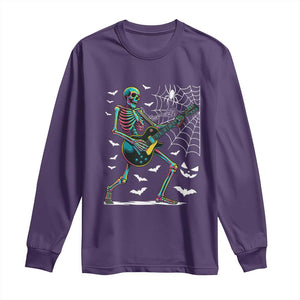 Halloween Rock And Roll Long Sleeve Shirt Skeleton Playing Guitar TS12 Purple Print Your Wear