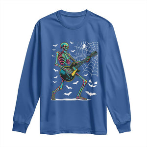 Halloween Rock And Roll Long Sleeve Shirt Skeleton Playing Guitar TS12 Royal Blue Print Your Wear