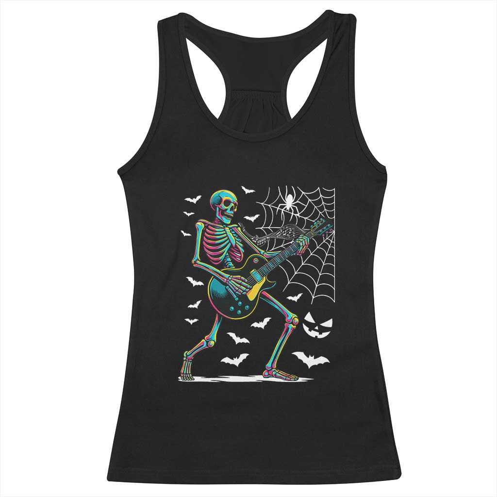 Halloween Rock And Roll Racerback Tank Top Skeleton Playing Guitar TS12 Black Print Your Wear