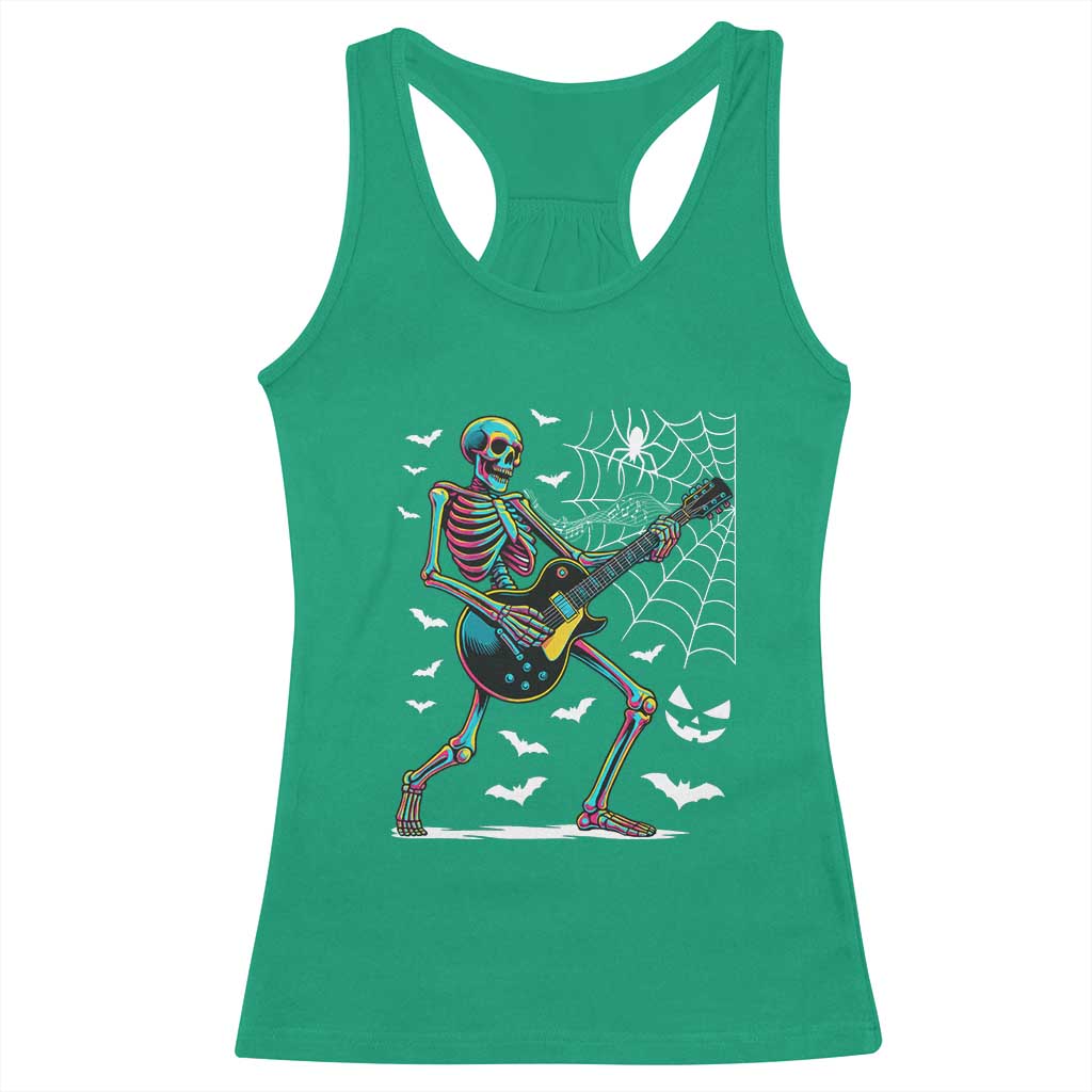 Halloween Rock And Roll Racerback Tank Top Skeleton Playing Guitar TS12 Irish Green Print Your Wear