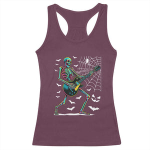 Halloween Rock And Roll Racerback Tank Top Skeleton Playing Guitar TS12 Maroon Print Your Wear