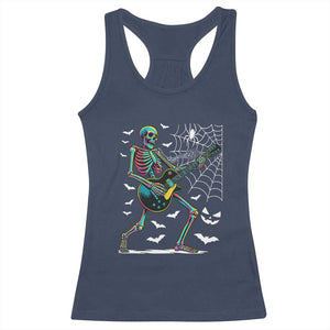 Halloween Rock And Roll Racerback Tank Top Skeleton Playing Guitar TS12 Navy Print Your Wear