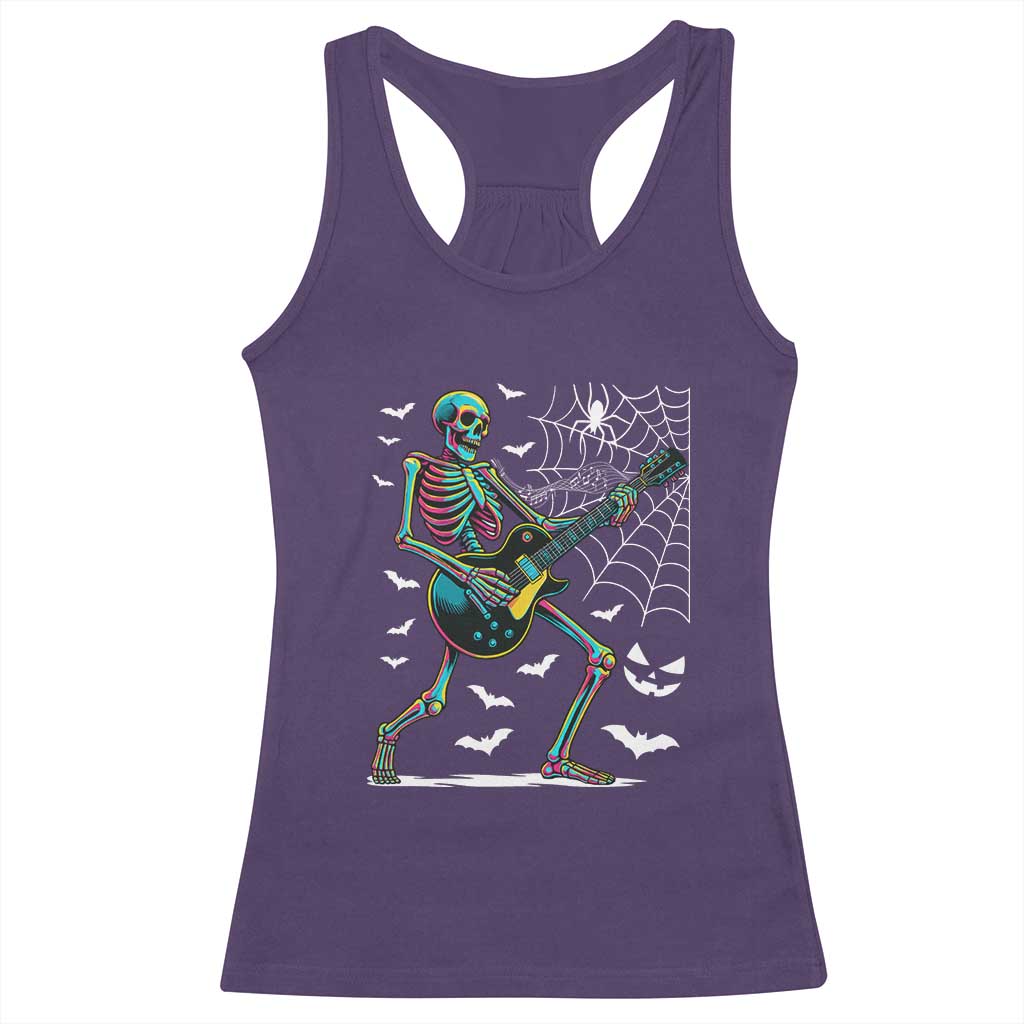 Halloween Rock And Roll Racerback Tank Top Skeleton Playing Guitar TS12 Purple Print Your Wear