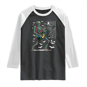 Halloween Rock And Roll Raglan Shirt Skeleton Playing Guitar TS12 Black White Print Your Wear