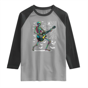 Halloween Rock And Roll Raglan Shirt Skeleton Playing Guitar TS12 Sport Gray Black Print Your Wear