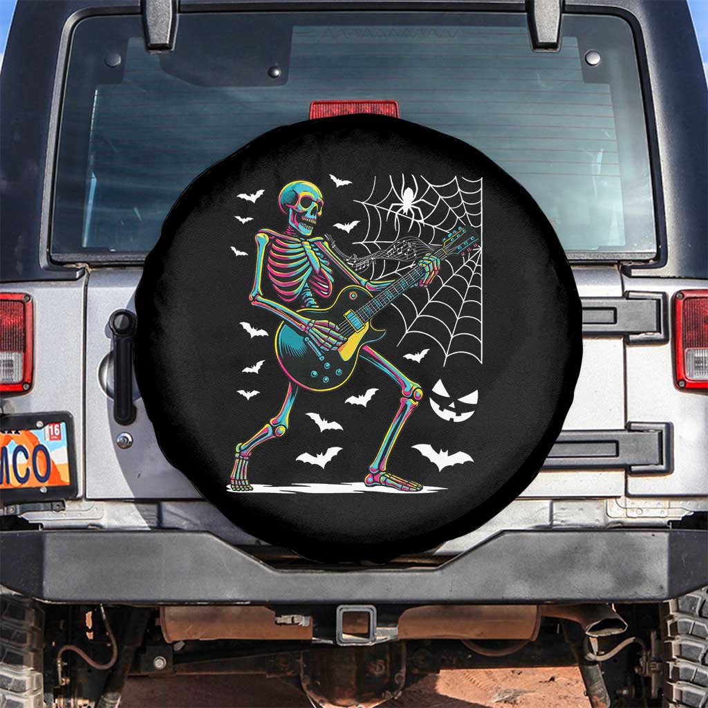Halloween Rock And Roll Spare Tire Cover Skeleton Playing Guitar TS12 No hole Black Print Your Wear