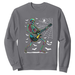 Halloween Rock And Roll Sweatshirt Skeleton Playing Guitar TS12 Charcoal Print Your Wear