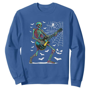 Halloween Rock And Roll Sweatshirt Skeleton Playing Guitar TS12 Royal Blue Print Your Wear