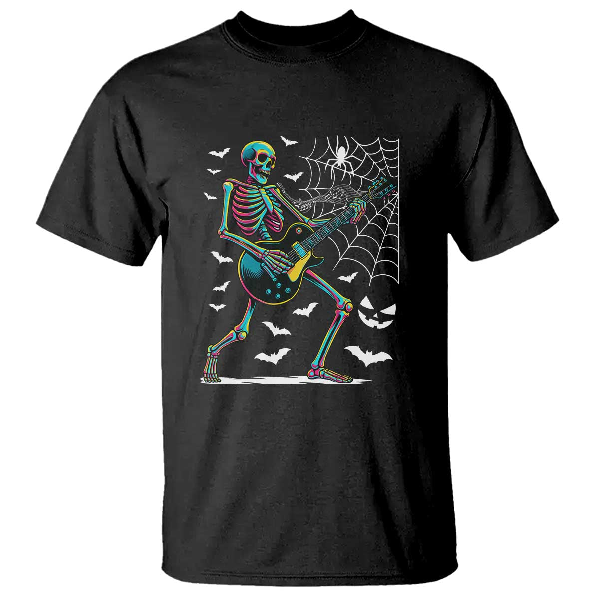 Halloween Rock And Roll T Shirt Skeleton Playing Guitar TS12 Black Print Your Wear