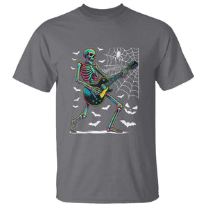 Halloween Rock And Roll T Shirt Skeleton Playing Guitar TS12 Charcoal Print Your Wear