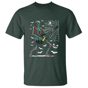 Halloween Rock And Roll T Shirt Skeleton Playing Guitar TS12 Dark Forest Green Print Your Wear