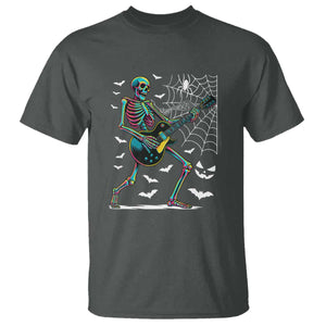Halloween Rock And Roll T Shirt Skeleton Playing Guitar TS12 Dark Heather Print Your Wear