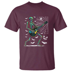 Halloween Rock And Roll T Shirt Skeleton Playing Guitar TS12 Maroon Print Your Wear