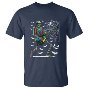 Halloween Rock And Roll T Shirt Skeleton Playing Guitar TS12 Navy Print Your Wear