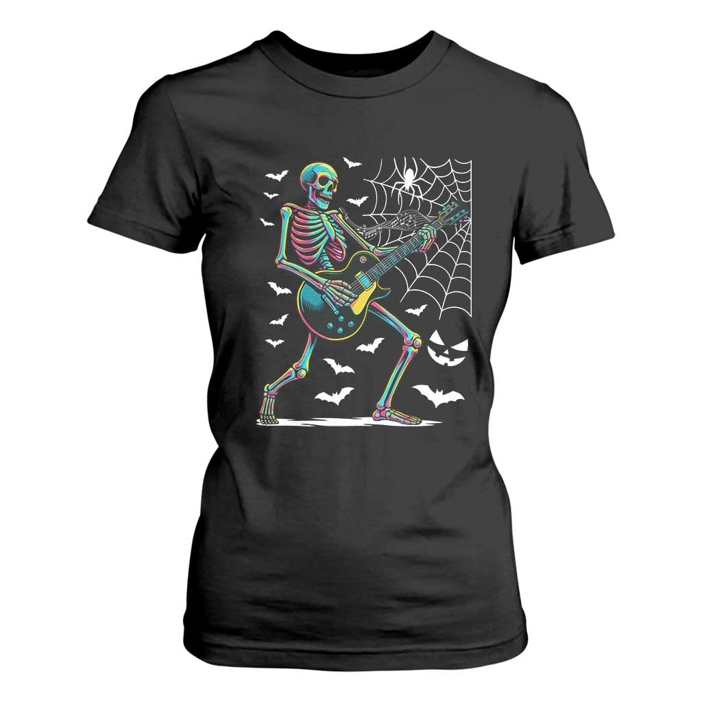 Halloween Rock And Roll T Shirt For Women Skeleton Playing Guitar TS12 Black Print Your Wear