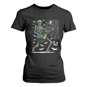 Halloween Rock And Roll T Shirt For Women Skeleton Playing Guitar TS12 Black Print Your Wear