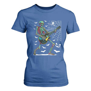 Halloween Rock And Roll T Shirt For Women Skeleton Playing Guitar TS12 Royal Blue Print Your Wear
