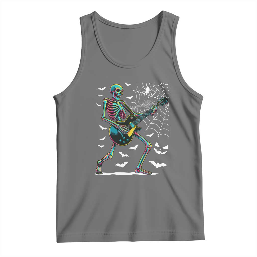 Halloween Rock And Roll Tank Top Skeleton Playing Guitar TS12 Black Heather Print Your Wear
