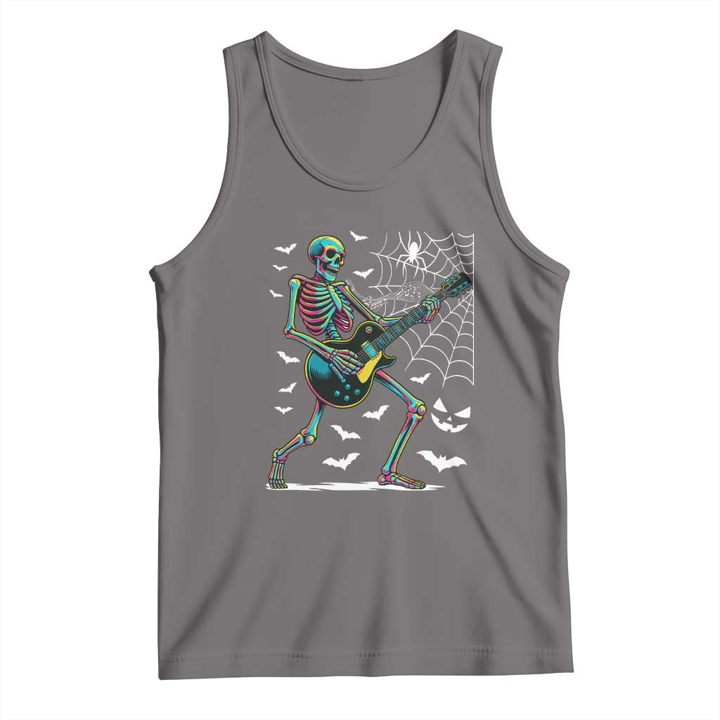 Halloween Rock And Roll Tank Top Skeleton Playing Guitar TS12 Deep Heather Print Your Wear