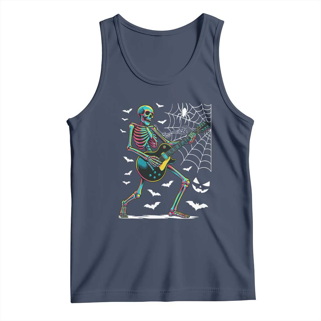 Halloween Rock And Roll Tank Top Skeleton Playing Guitar TS12 Navy Print Your Wear