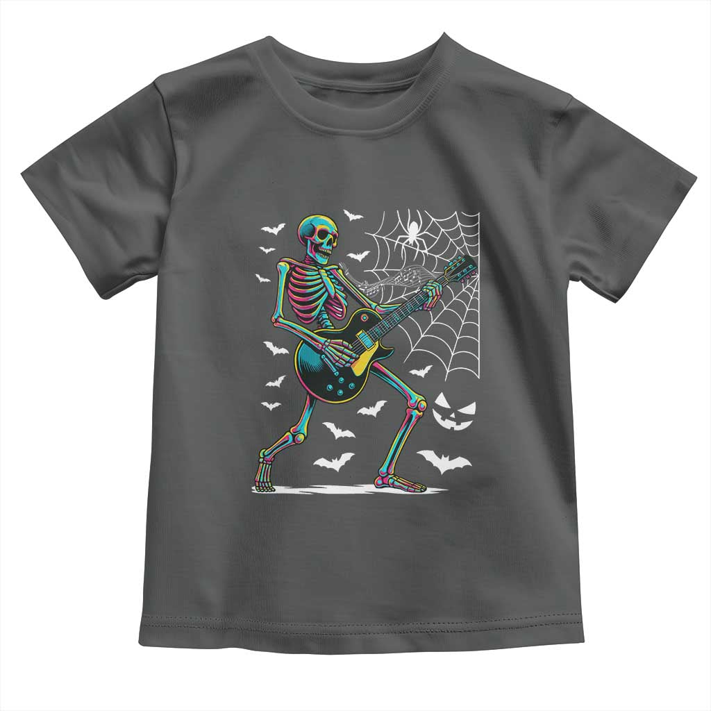 Halloween Rock And Roll Toddler T Shirt Skeleton Playing Guitar TS12 Dark Heather Print Your Wear