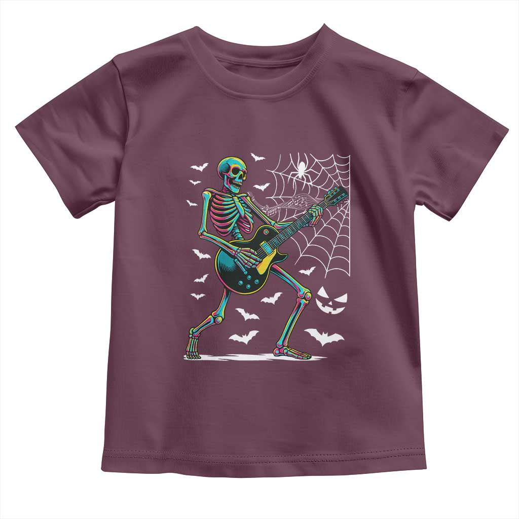 Halloween Rock And Roll Toddler T Shirt Skeleton Playing Guitar TS12 Maroon Print Your Wear