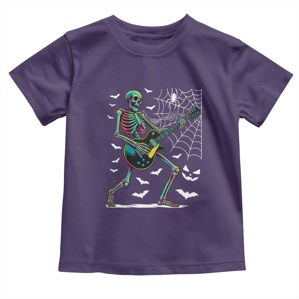 Halloween Rock And Roll Toddler T Shirt Skeleton Playing Guitar TS12 Purple Print Your Wear