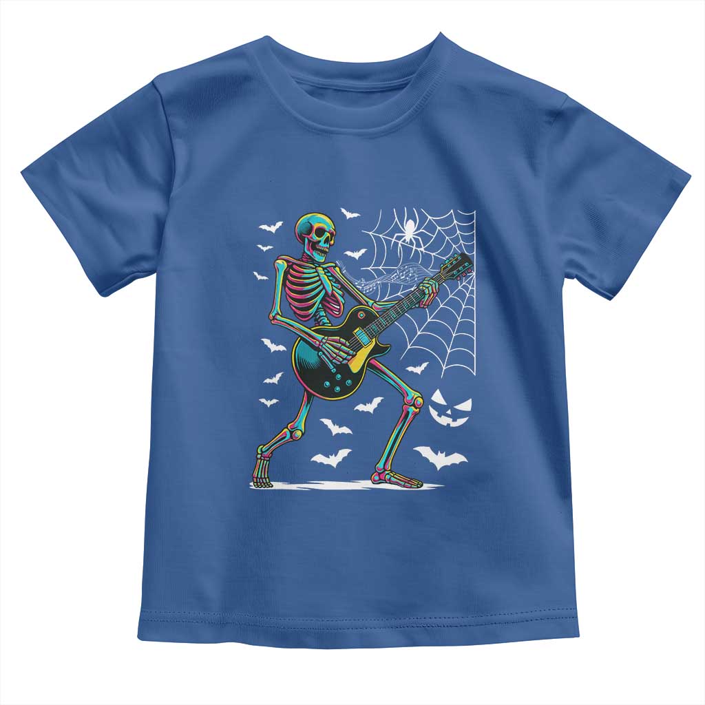 Halloween Rock And Roll Toddler T Shirt Skeleton Playing Guitar TS12 Royal Blue Print Your Wear