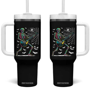 Halloween Rock And Roll Tumbler With Handle Skeleton Playing Guitar TS12 One Size: 40 oz Black Print Your Wear