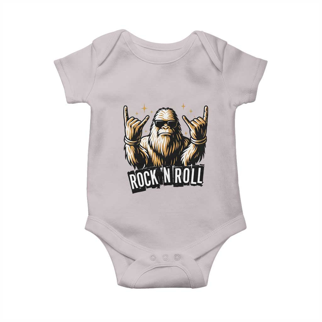 Funny Bigfoot Rock N Roll Baby Onesie Music Lover Sasquatch TS12 Ice Gray Print Your Wear
