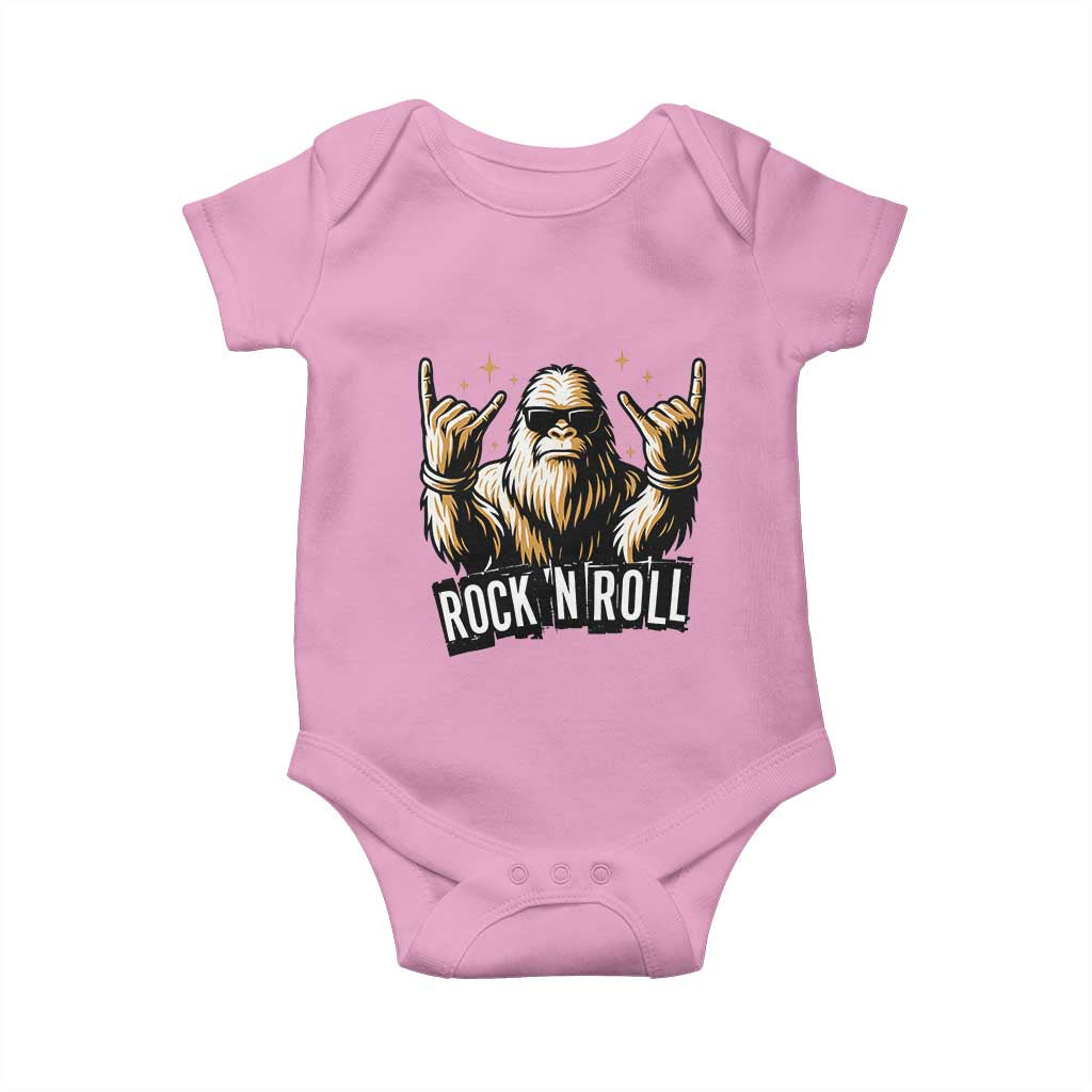 Funny Bigfoot Rock N Roll Baby Onesie Music Lover Sasquatch TS12 Light Pink Print Your Wear