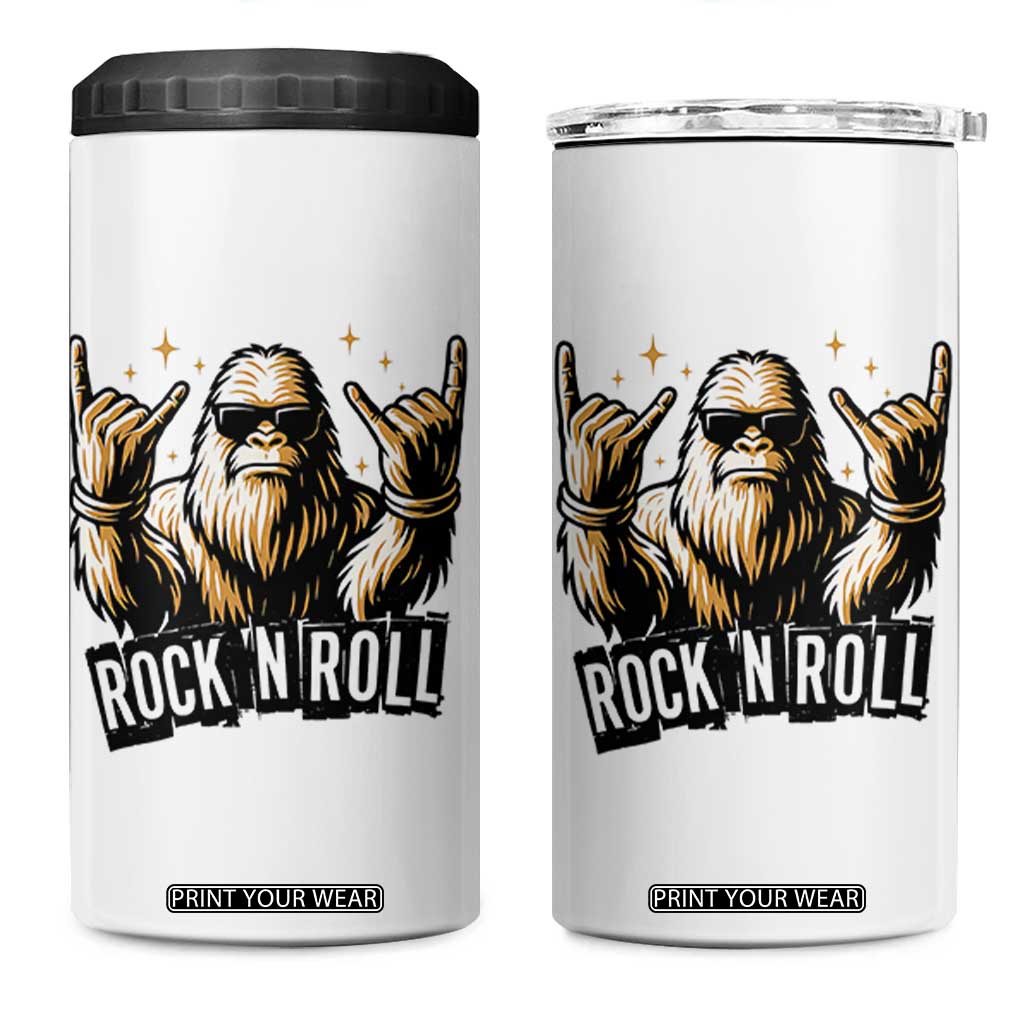 Funny Bigfoot Rock N Roll 4 in 1 Can Cooler Tumbler Music Lover Sasquatch TS12 One Size: 16 oz White Print Your Wear