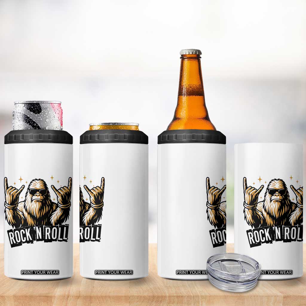 Funny Bigfoot Rock N Roll 4 in 1 Can Cooler Tumbler Music Lover Sasquatch TS12 Print Your Wear